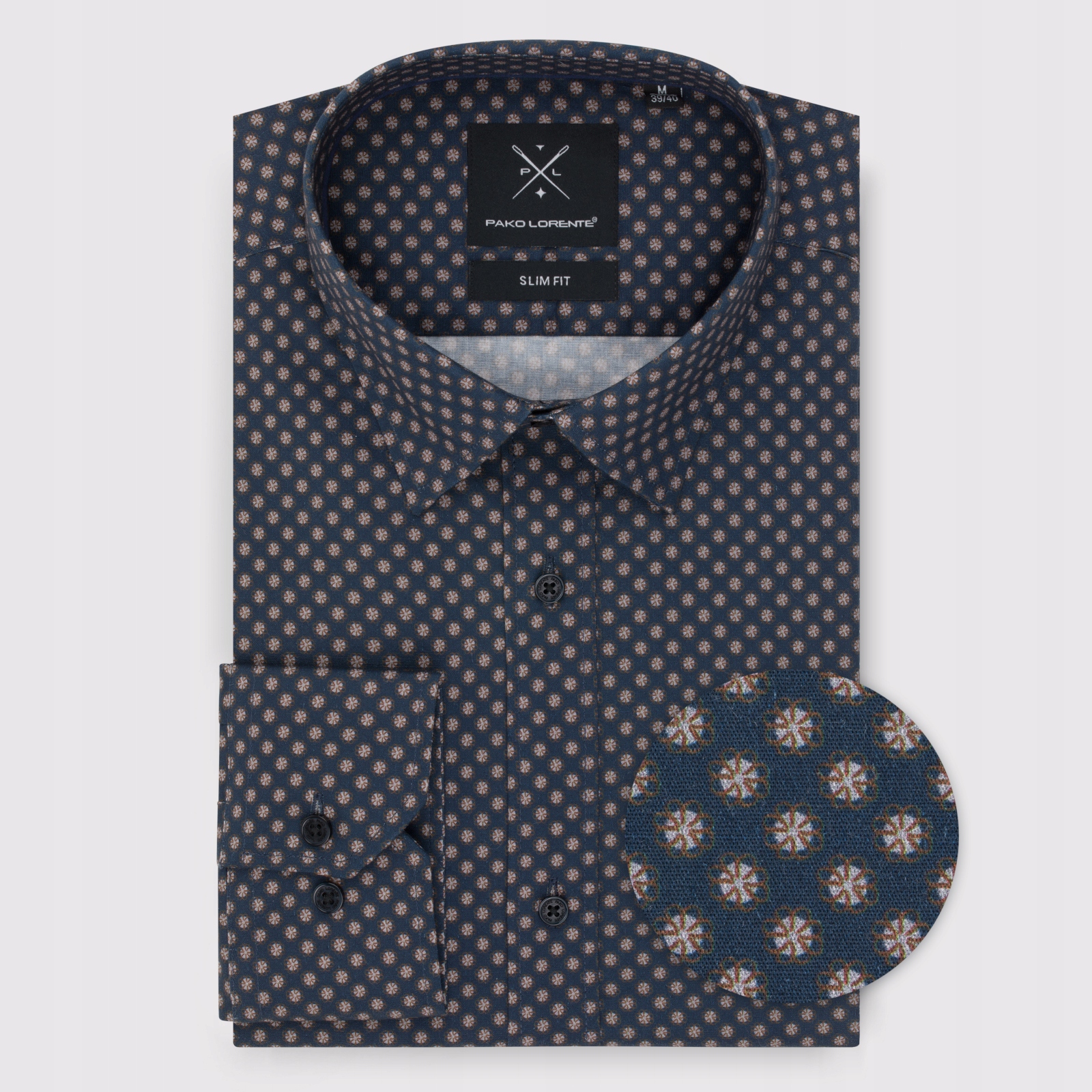 Tmavě modrá pánská košile v mykorhizním vzoru Slim Fit Pako Lorente vel XXL