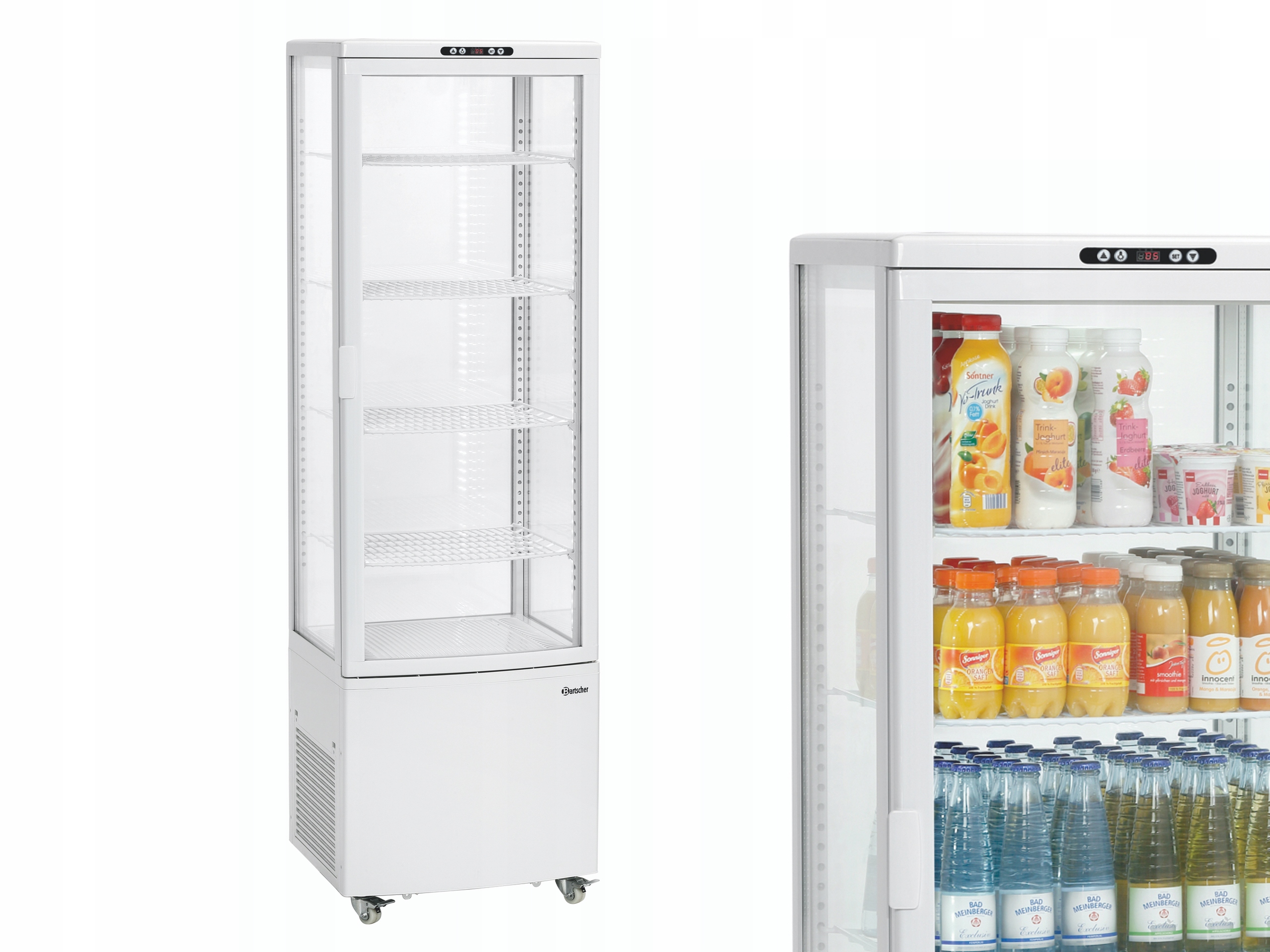 Chladicí Vitrína 235 L S Led Osvětlením, Kolečka, 235 L