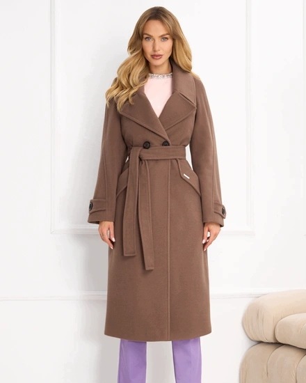 Zartex dámský klasický podzimní a zimní kabát alpaka Tessa Cocoa AW26 vel. 44