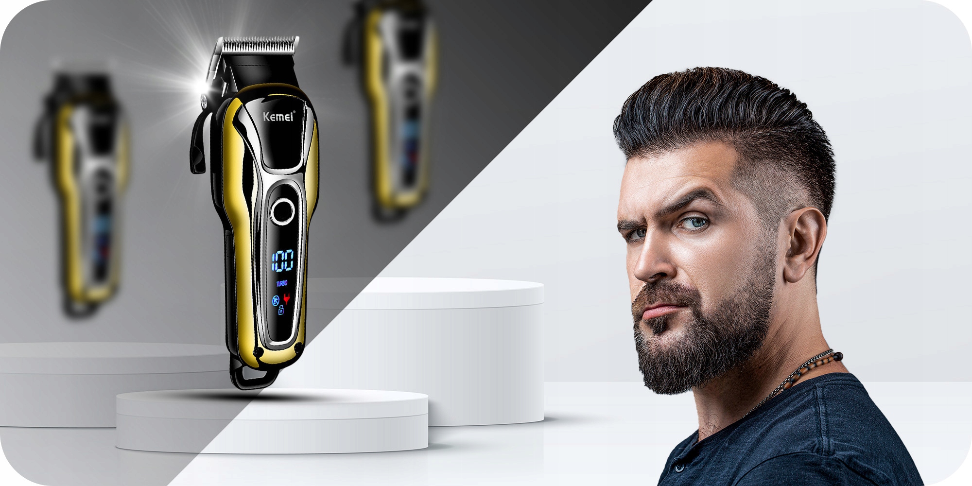 PROFESJONALNA MASZYNKA DO STRZYŻENIA WŁOSÓW BRODY KEMEI - BEZPRZEWODOWA Typ akumulatora litowo-polimerowy