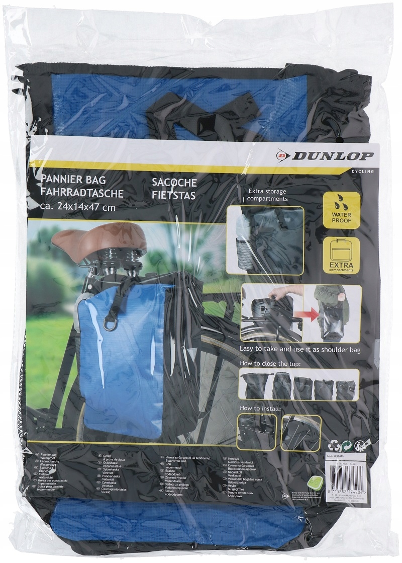 DUNLOP Sakwa TORBA ROWEROWA wodoszczelna NIEBIESKA EAN (GTIN) 8711252174204