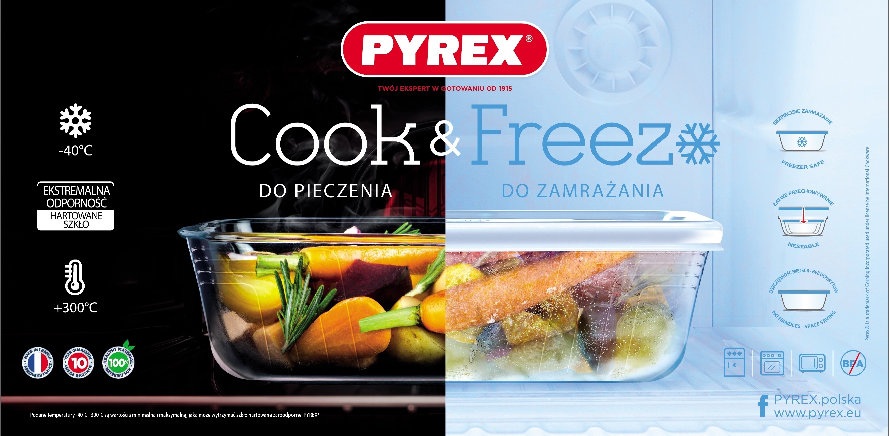 Naczynie żaroodporne Cook&Freez 1,5 L PYREX Materiał szkło
