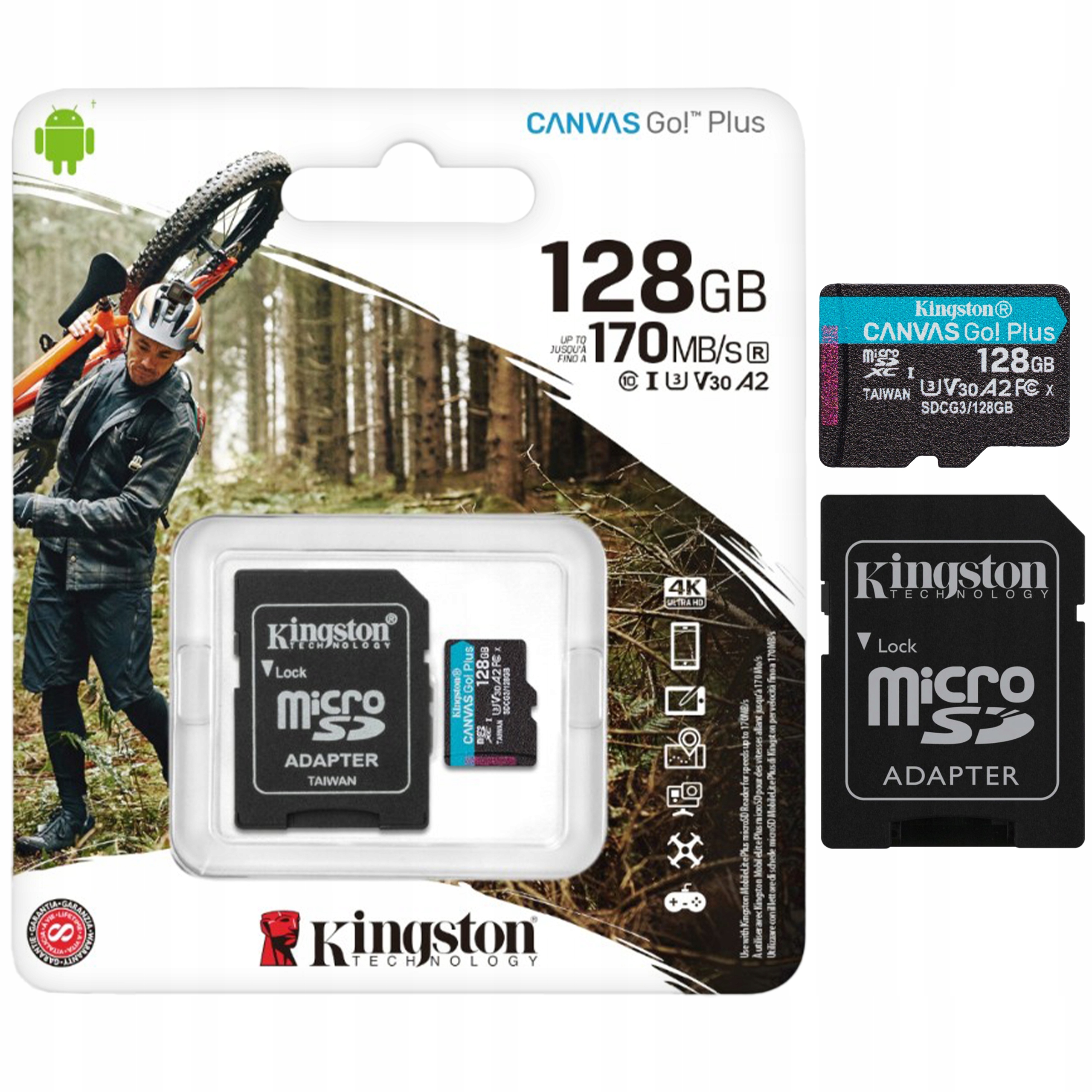 Paměťová Karta Kingston Microsd 128GB Canvas Go! Plus 170/90 Mb/s V30 4K Sd Adaptér