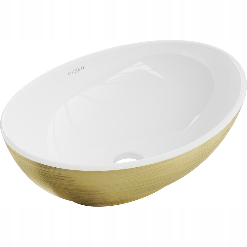 Mexen Elza umyvadlo 40 x 33 Bílá/Zlatá geometrický