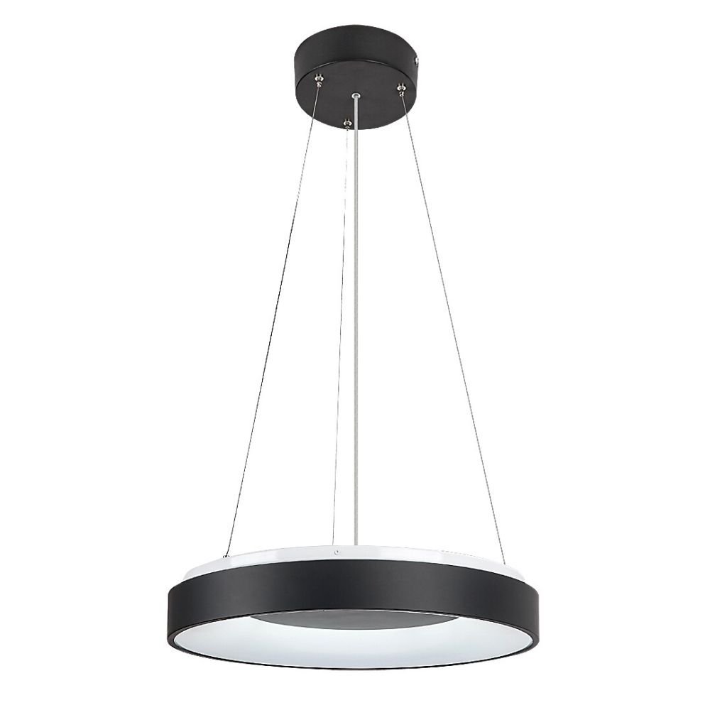 Okrúhla, diaľkovo ovládaná čierna Led závesná lampa