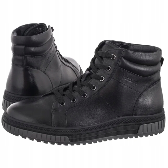 Pánské kožené boty Kotníkové Boty Wojas Černé 24135-51 Black