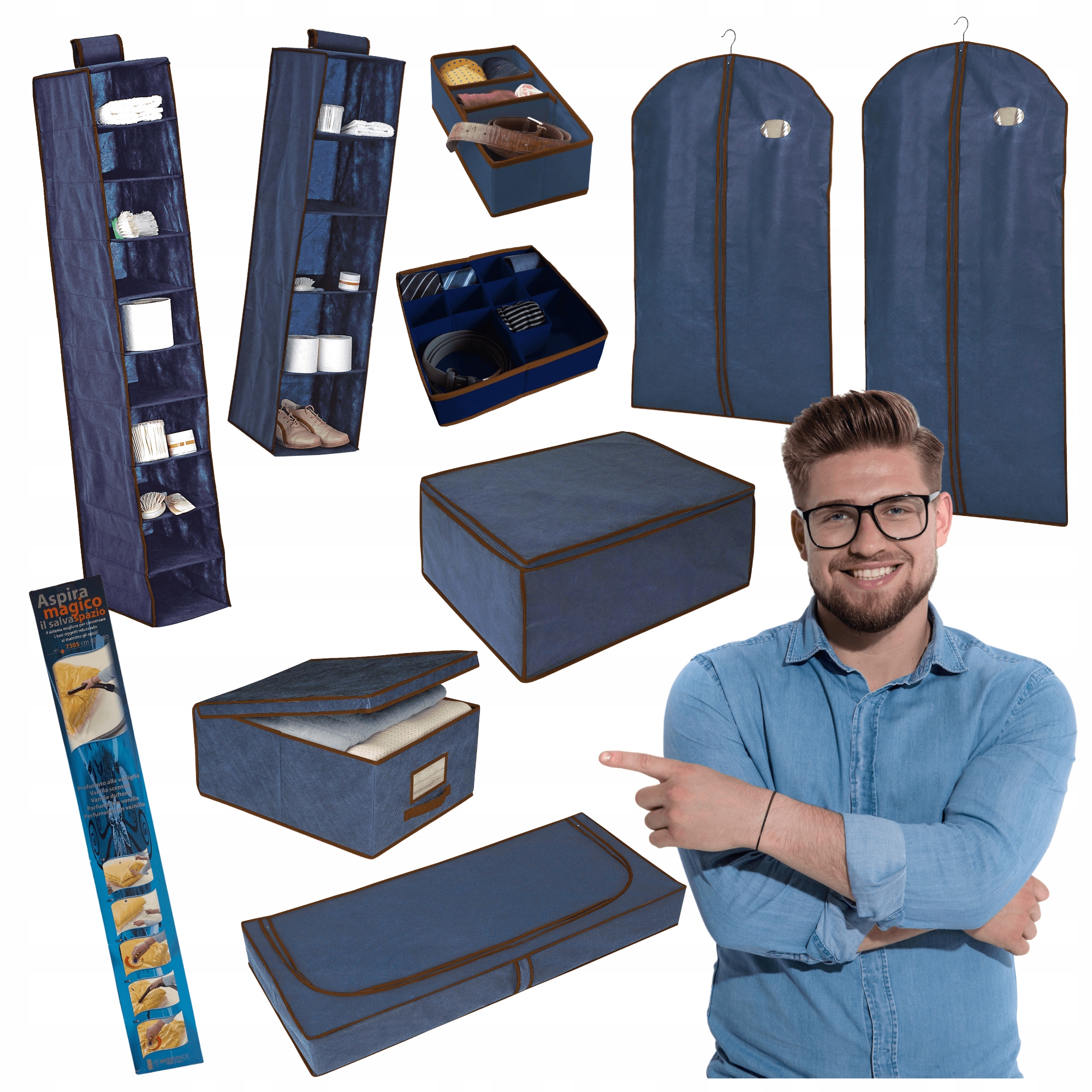 Levně Sada organizérů Blue vákuový pytel pro sezónní skladování oblečení