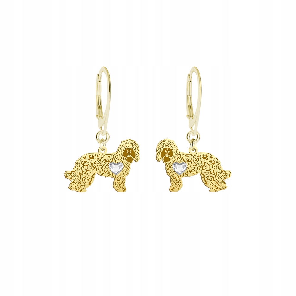 Barbet Náušnice Zlaté se psem Francouzský vodní pes 925 bigiel Gravírování