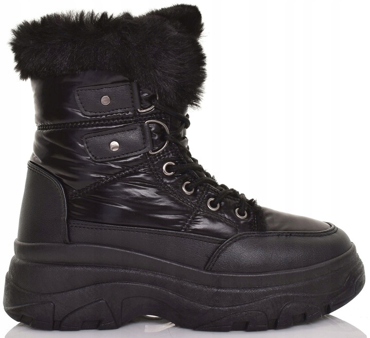 DAMSKIE WYSOKIE ŚNIEGOWCE BARDZO CIEPŁE FUTERKO