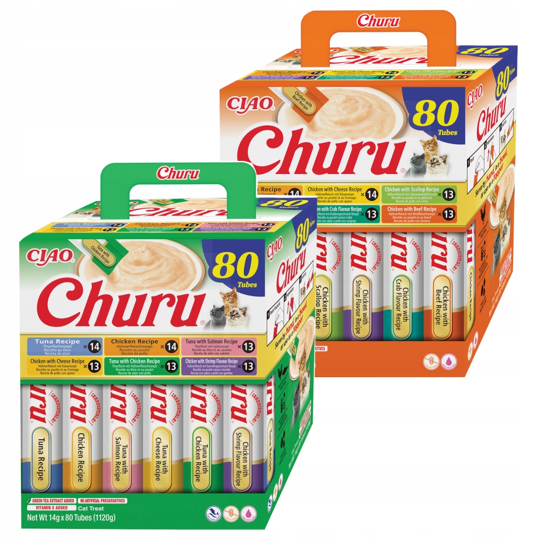 Levně Inaba Cat Churu 160x14g Krémová Pamlsek Pro Kočky Mix Kuřecí tuňák