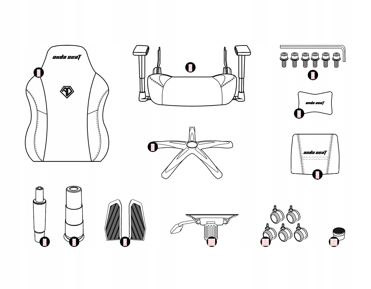 Fotel gamingowy biurowy Anda Seat Phantom 3 L czarny materiałowy obrotowy Głębokość siedziska 53 cm