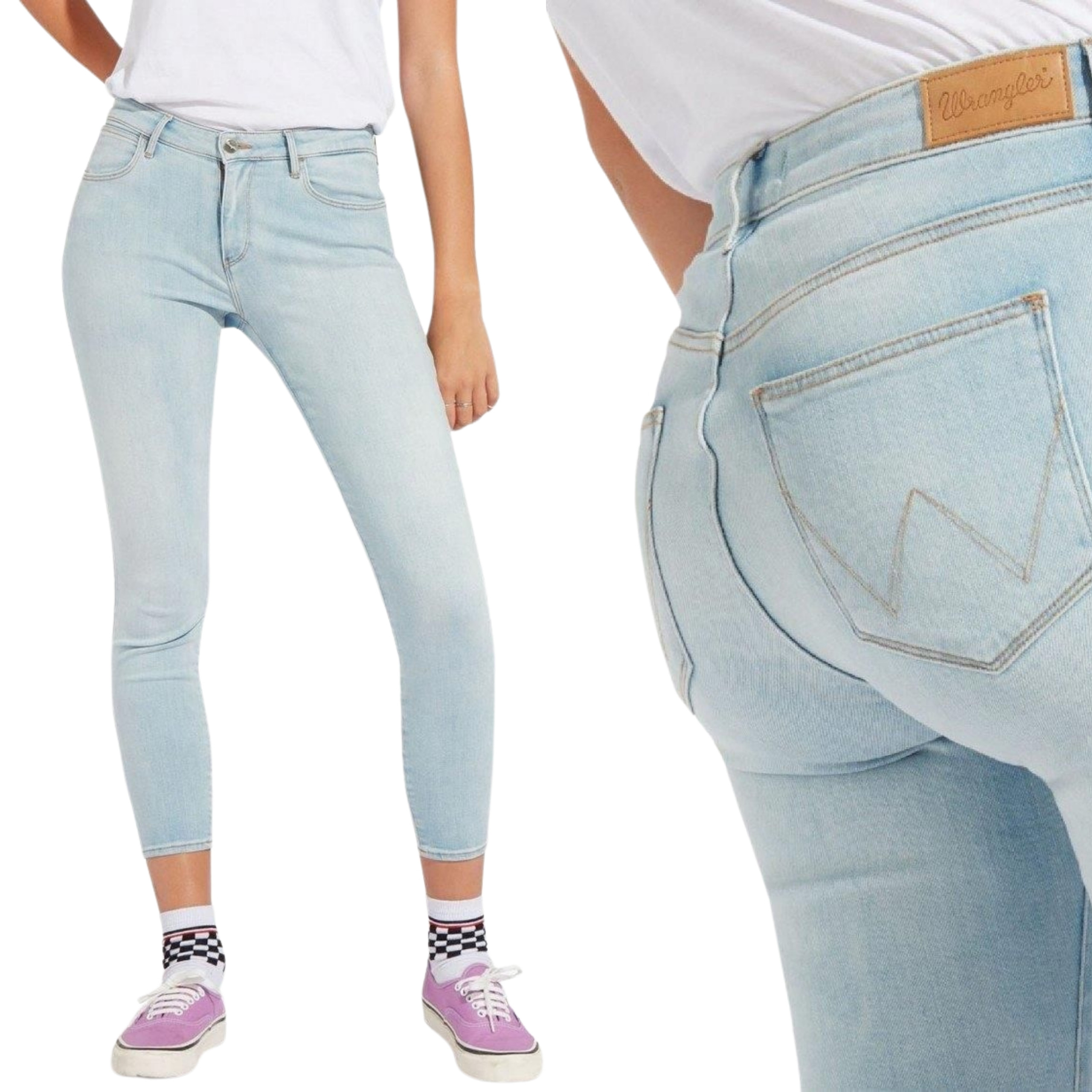 Wrangler kalhoty Regular modré Skinny Crop W26 L32