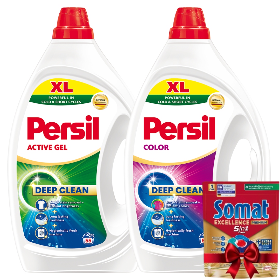 Persil Active prací Gel na bílé a barevné prádlo 2,475 l, 55 praní x 2 Dárek
