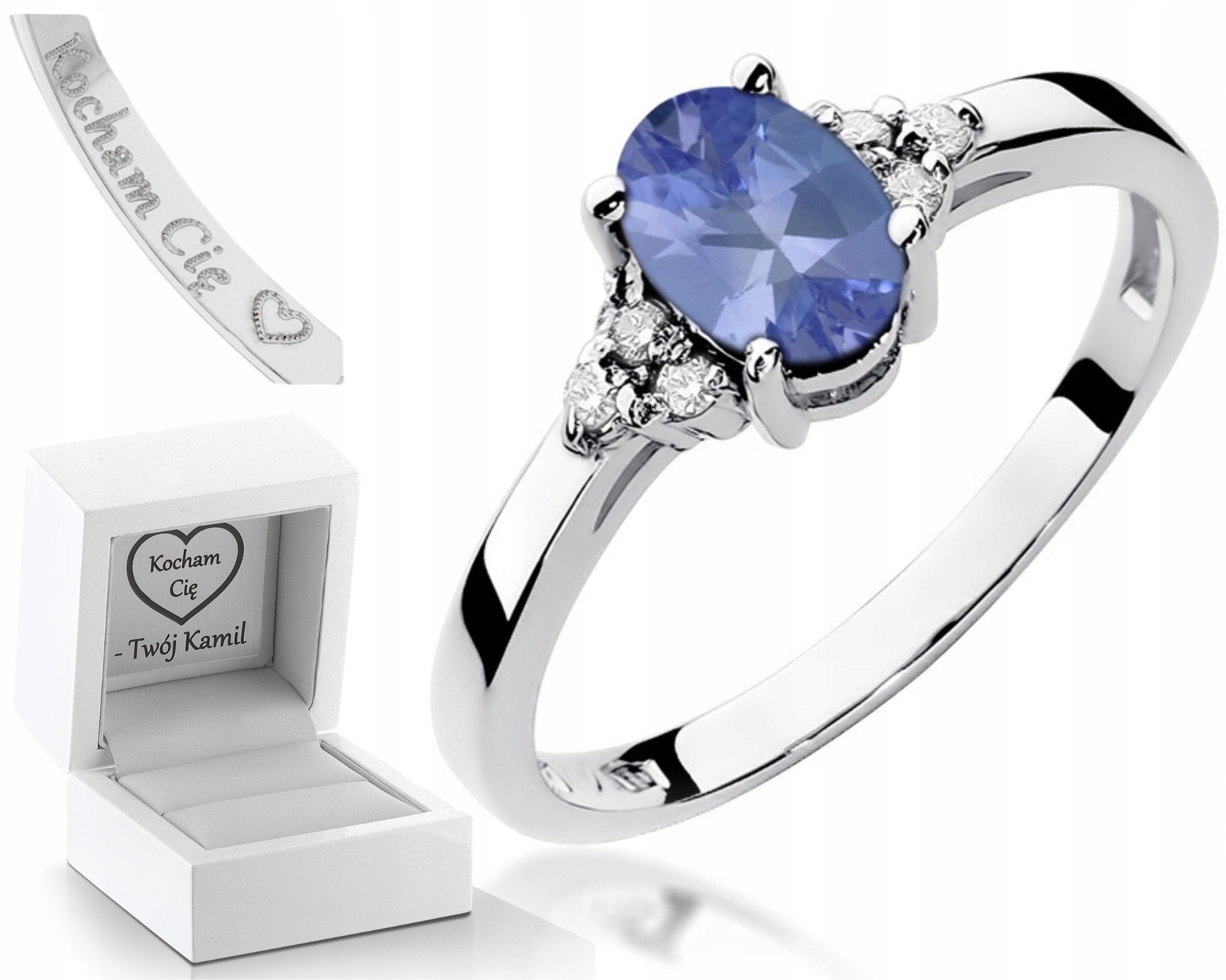Prstýnek Tanzanit Bílé Zlato 585 Gravírování Bonus