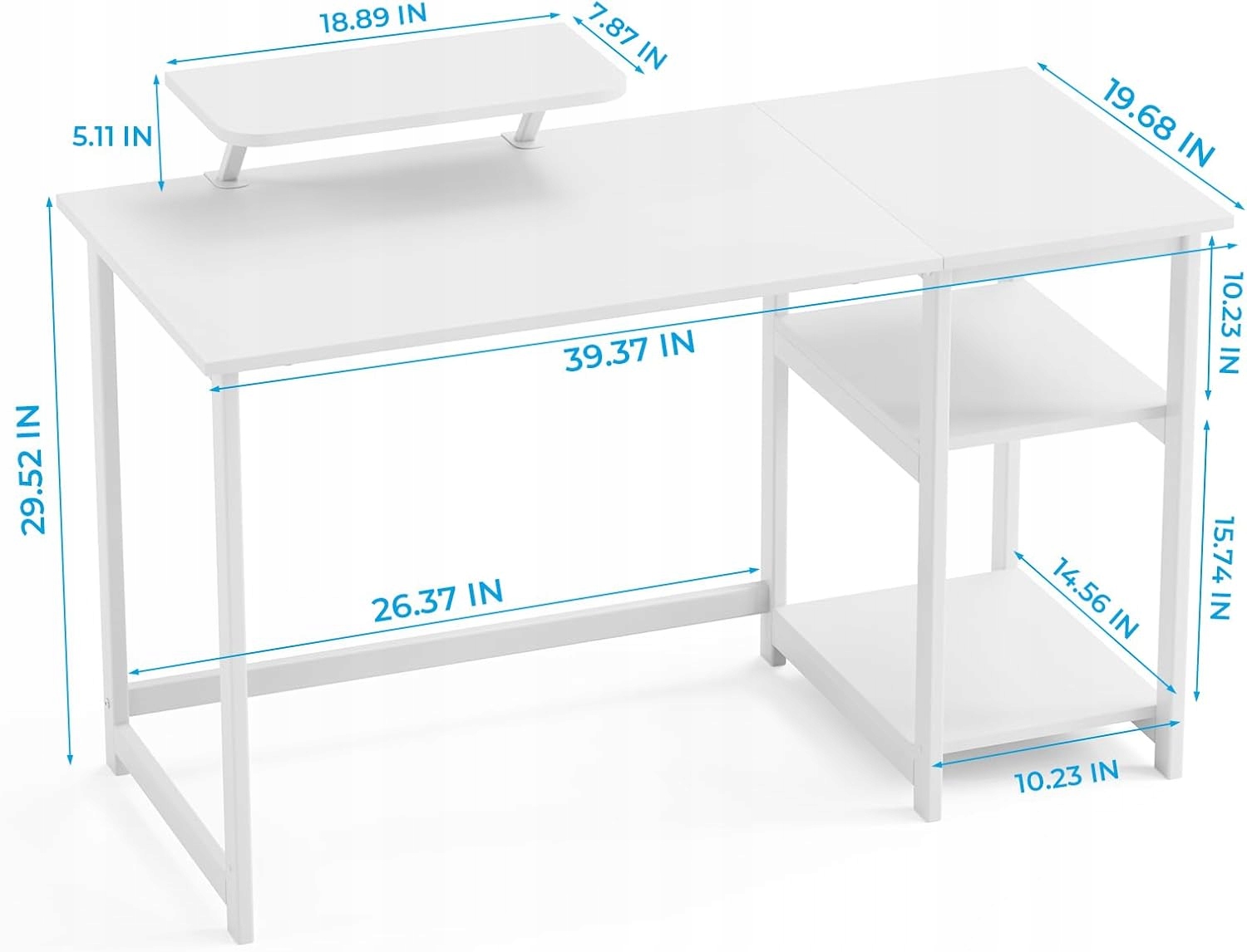 Počítačový Stůl 100 CM, Stojan Na Monitor, Bílý