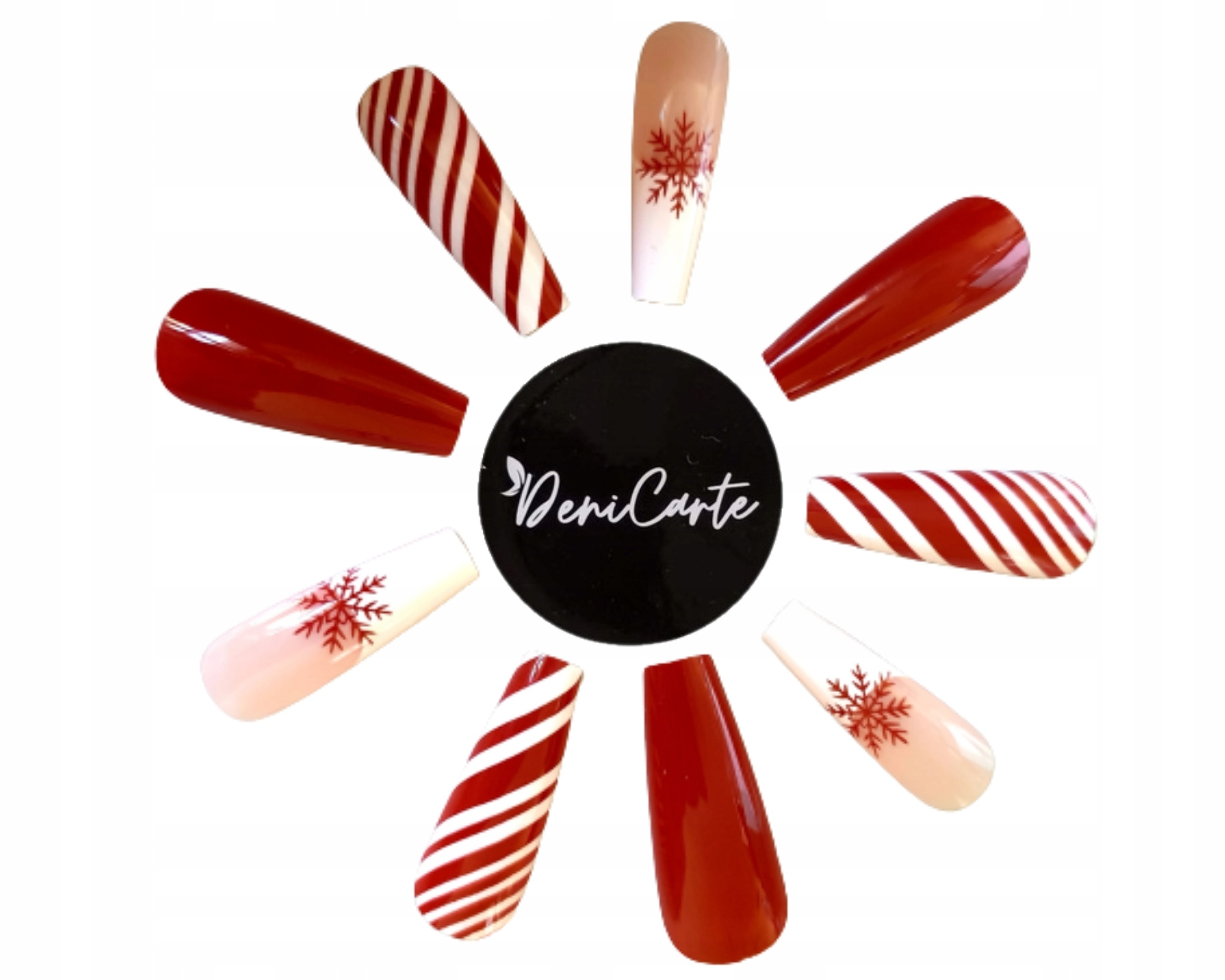 PAZNOKCIE SZTUCZNE TIPSY ŚWIĄTECZNE ZIMOWE 24SZT