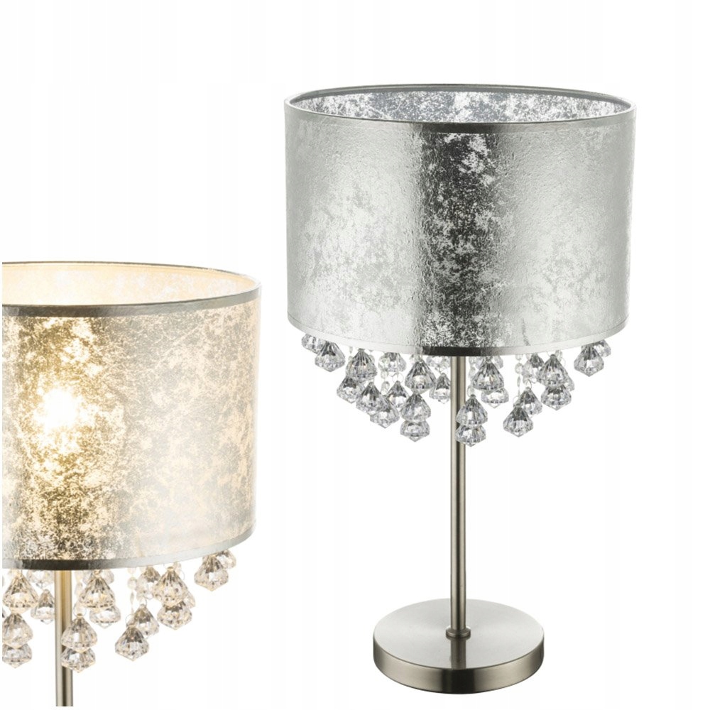 Saténová stolová lampa Amy I s akrylovými kryštálmi značky Globo
