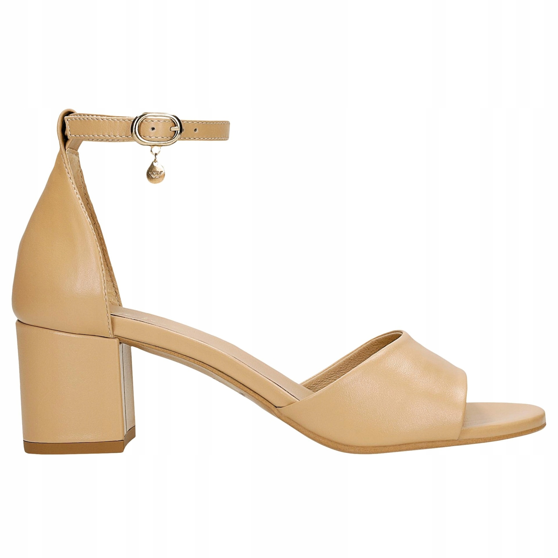 Béžové dámské sandály na širokém podpatku vel. 37