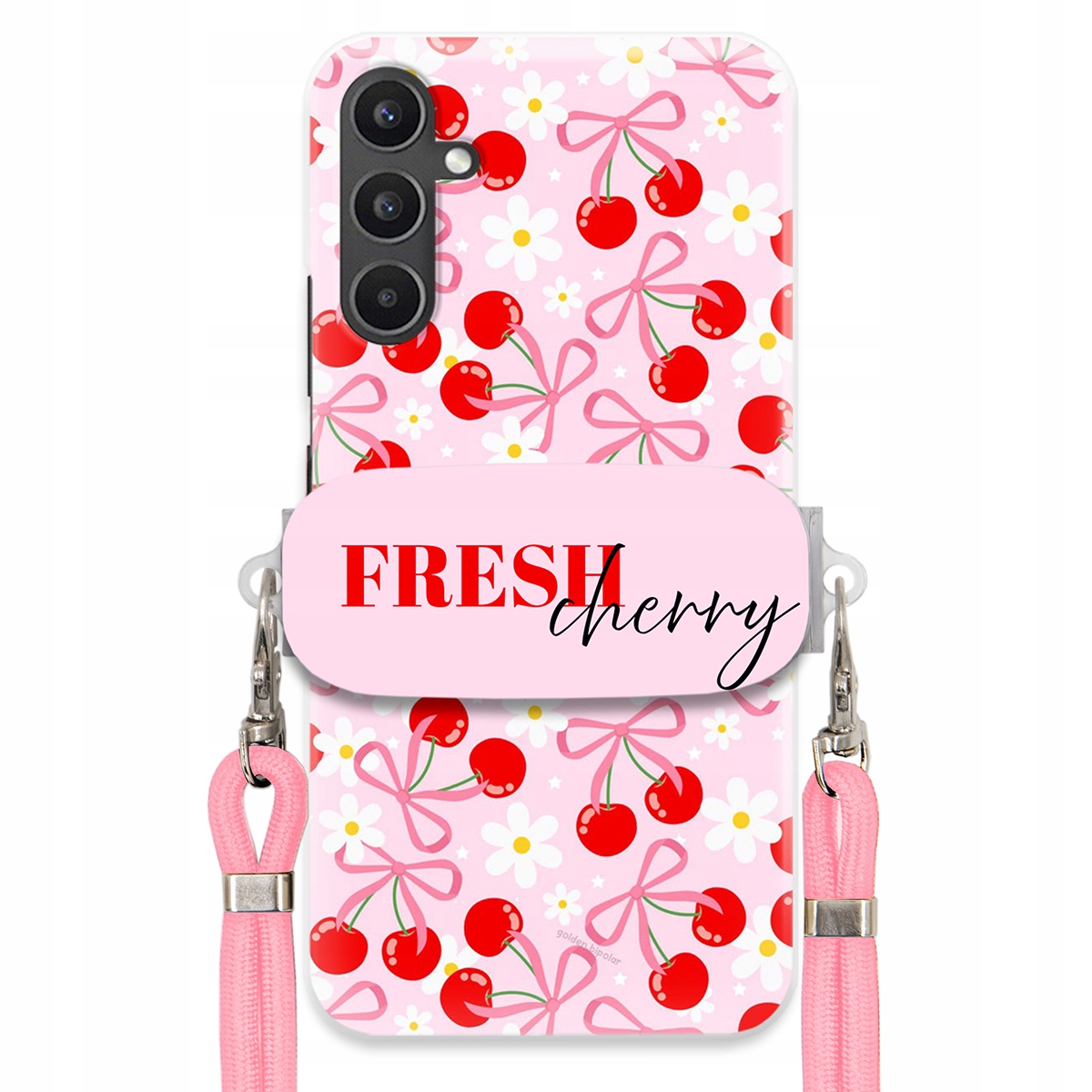 Puzdro pre Samsung A34 5G Case držiak šnúrok Ružový Fresh Cherry Kokardy