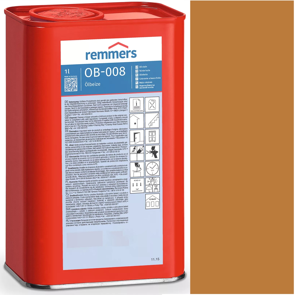 Remmers OB-008 1L Olejové mořidlo HWS-112 Dub Světlý