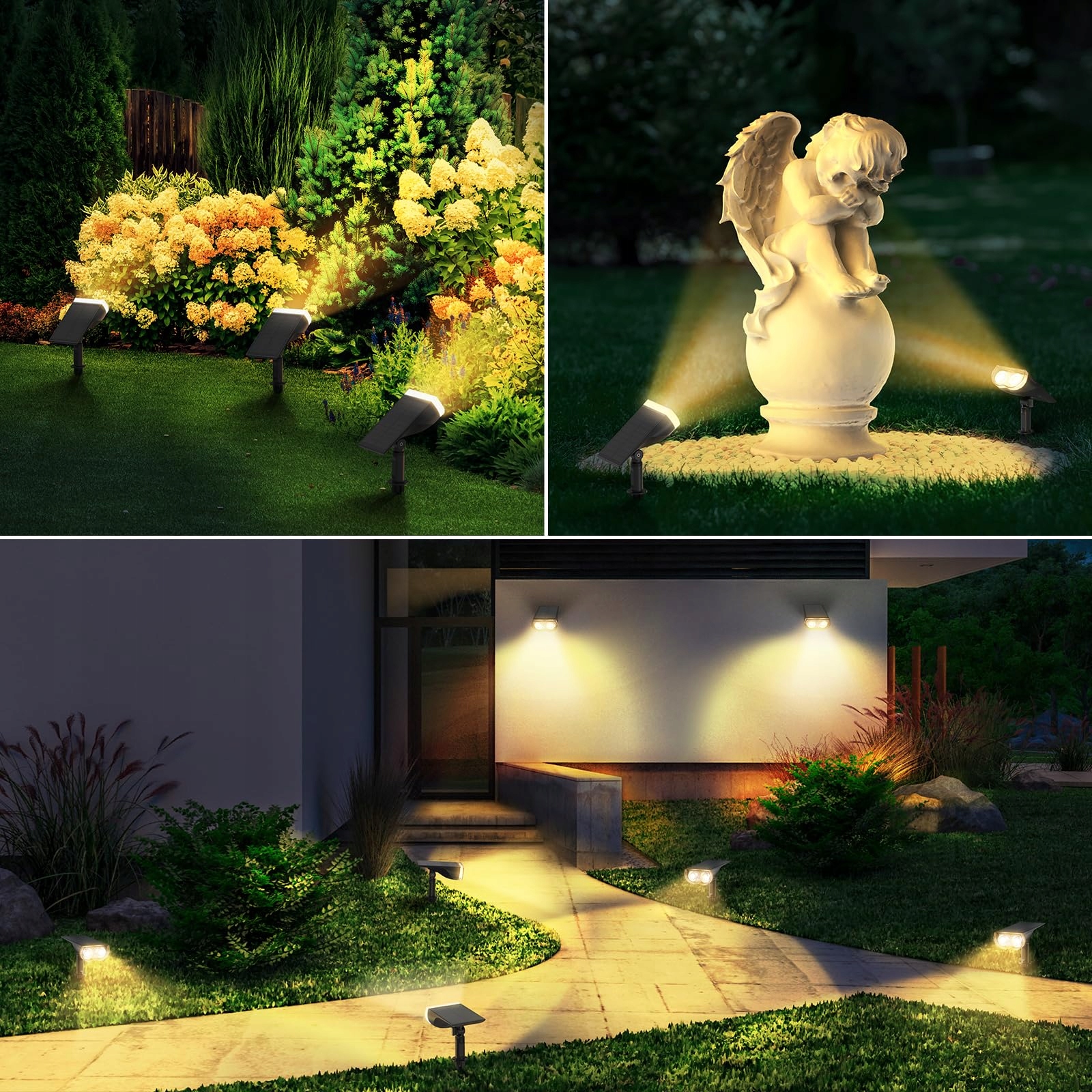 LINKIND Lampy Solarne LED 800LM Czujnik Światła 3000K IP65 4 Sztuki — miniatura 8
