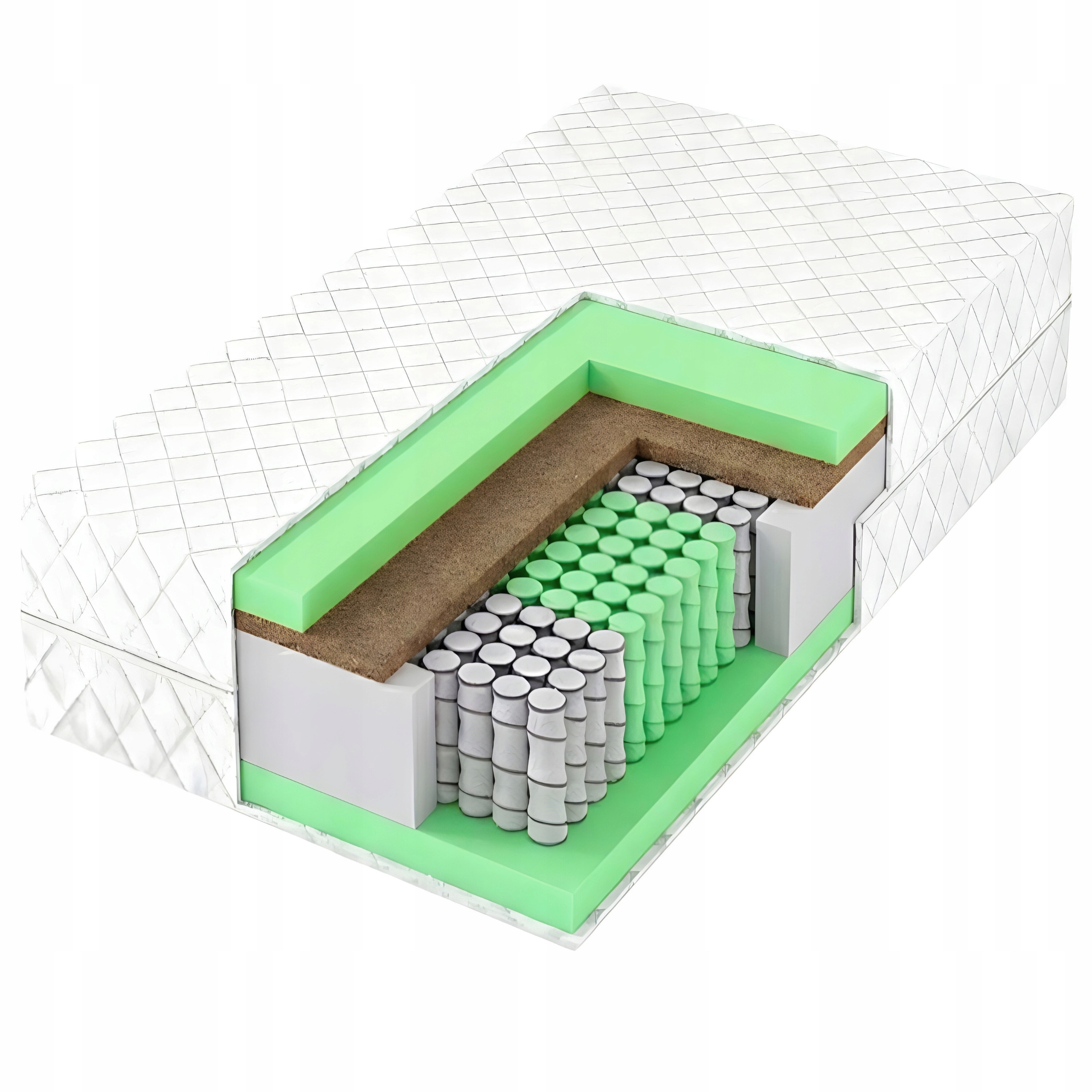 Materac 140x200 średnio-twardy Kokos kieszeniowy 7 stref Greeno dwustronny
