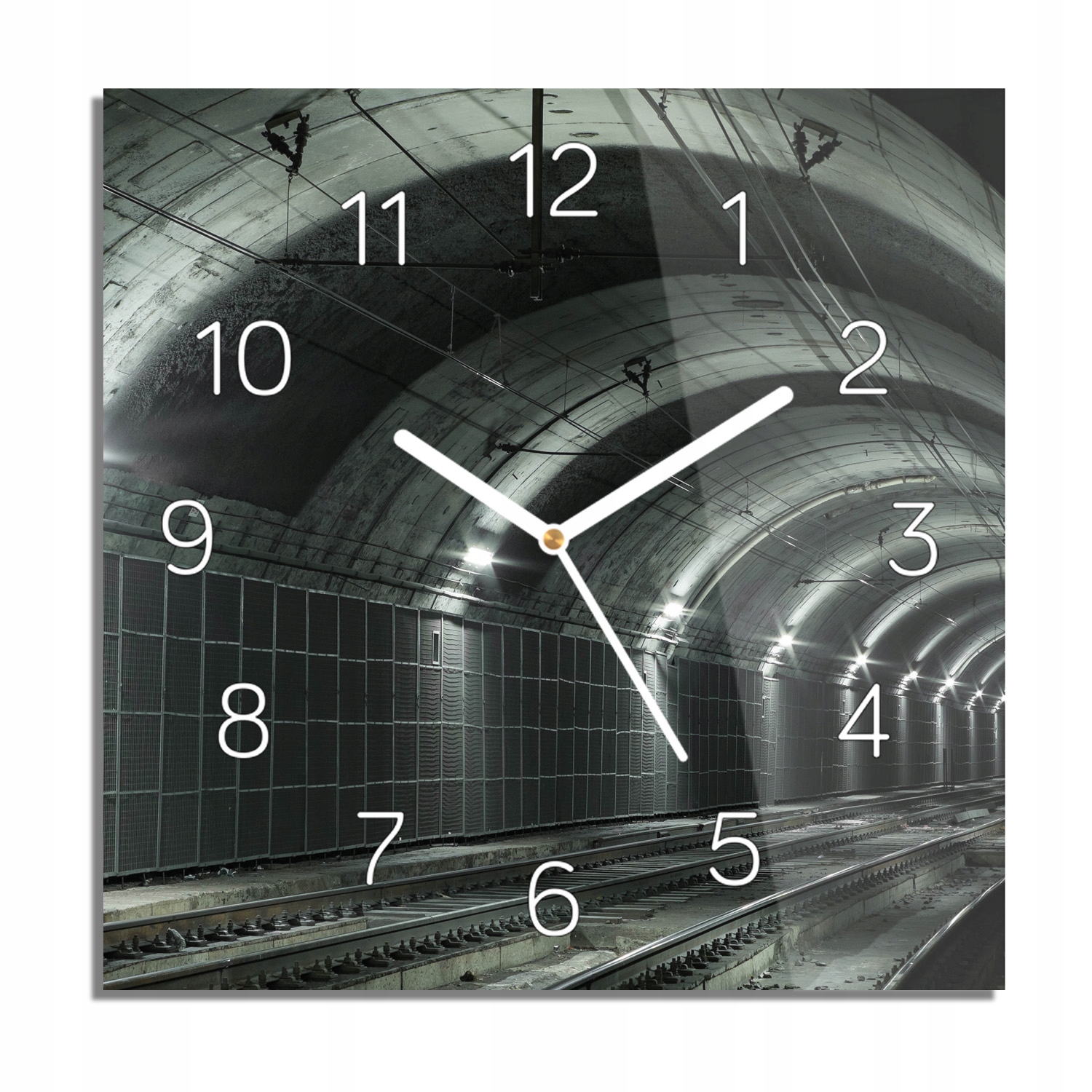 

Tunel korytarz tory zegar szklany kwadrat 30x30