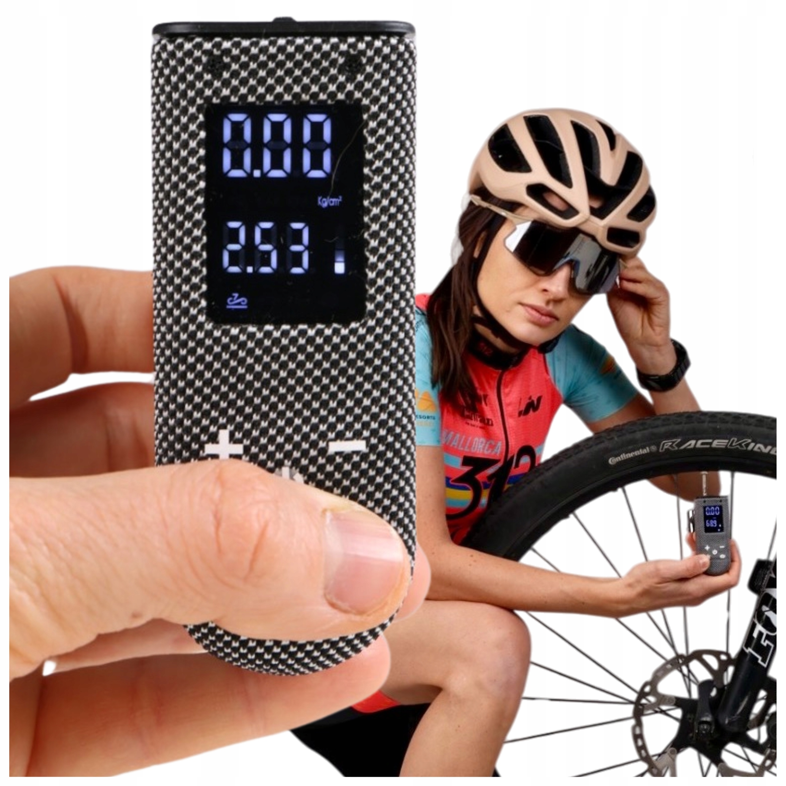 Elektrická pumpa na kolo, mini přenosný bezdrátový kompresor 100PSI