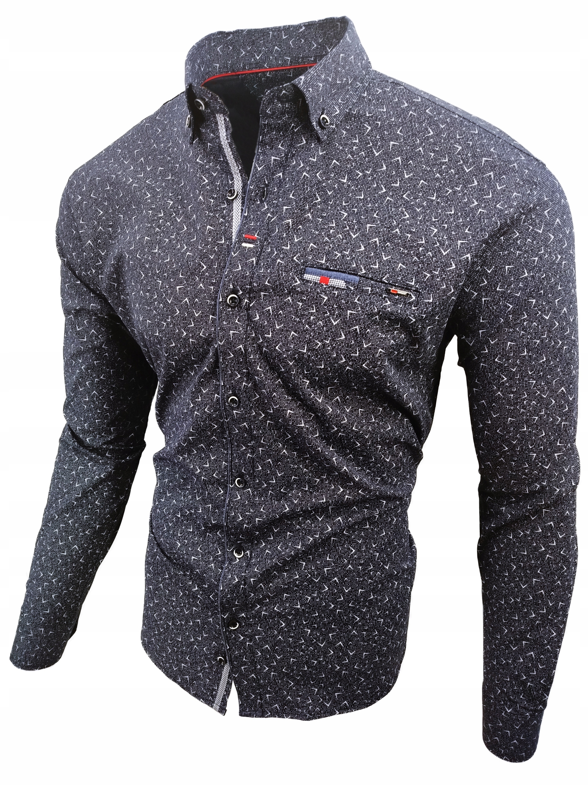 Pánská Tmavě Modrá Košile S Dlouhým Rukávem A Vzorem, Velikost 2255 XXXXXXL 6XL 53/54