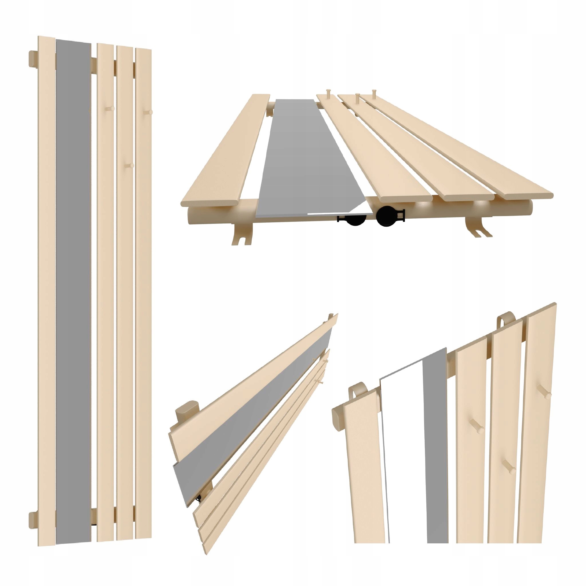 Dekorativní radiátor s věšáky zrcadlo Bello Hook Mirror 160x52 Quartz 1