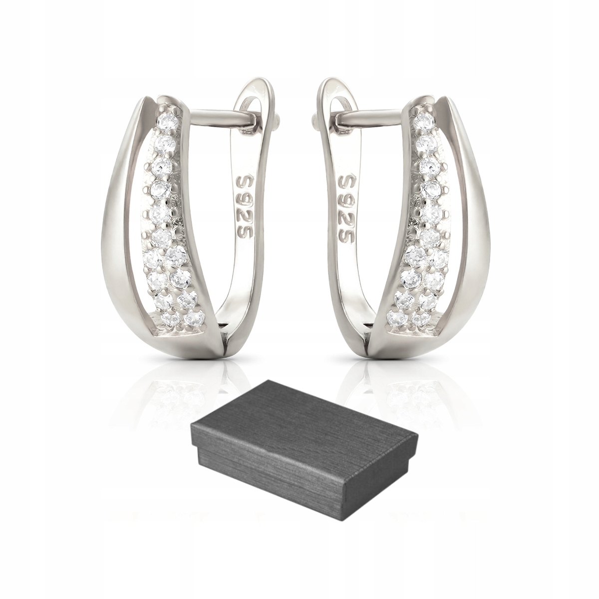 Kolczyki srebrne 925 angielskie zapięcie z cyrkoniami rodowane