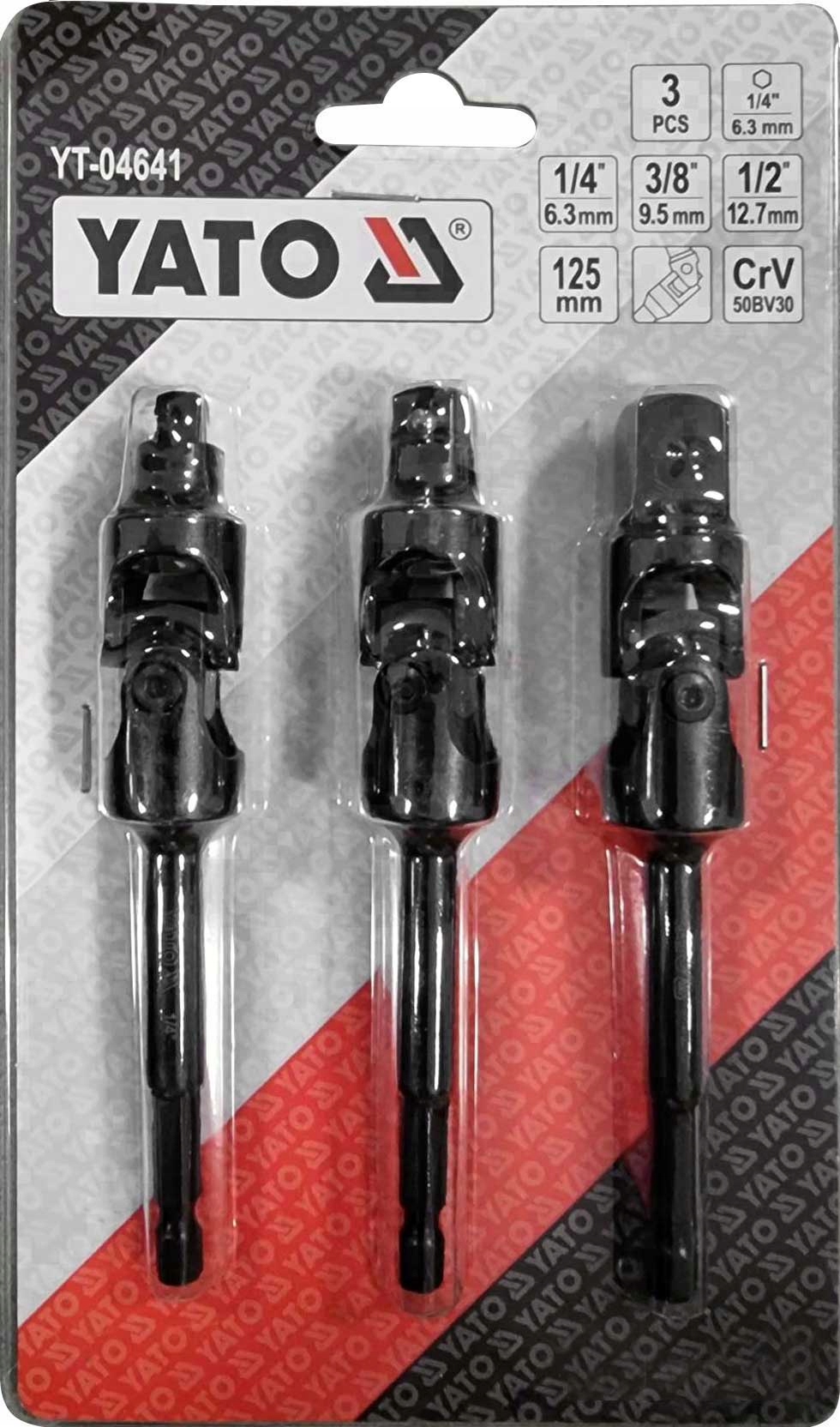 ADAPTERY Z PRZEGUBEM DO NASADEK 1/4 3/8 1/2 3 SZT. Kod producenta YT-04641