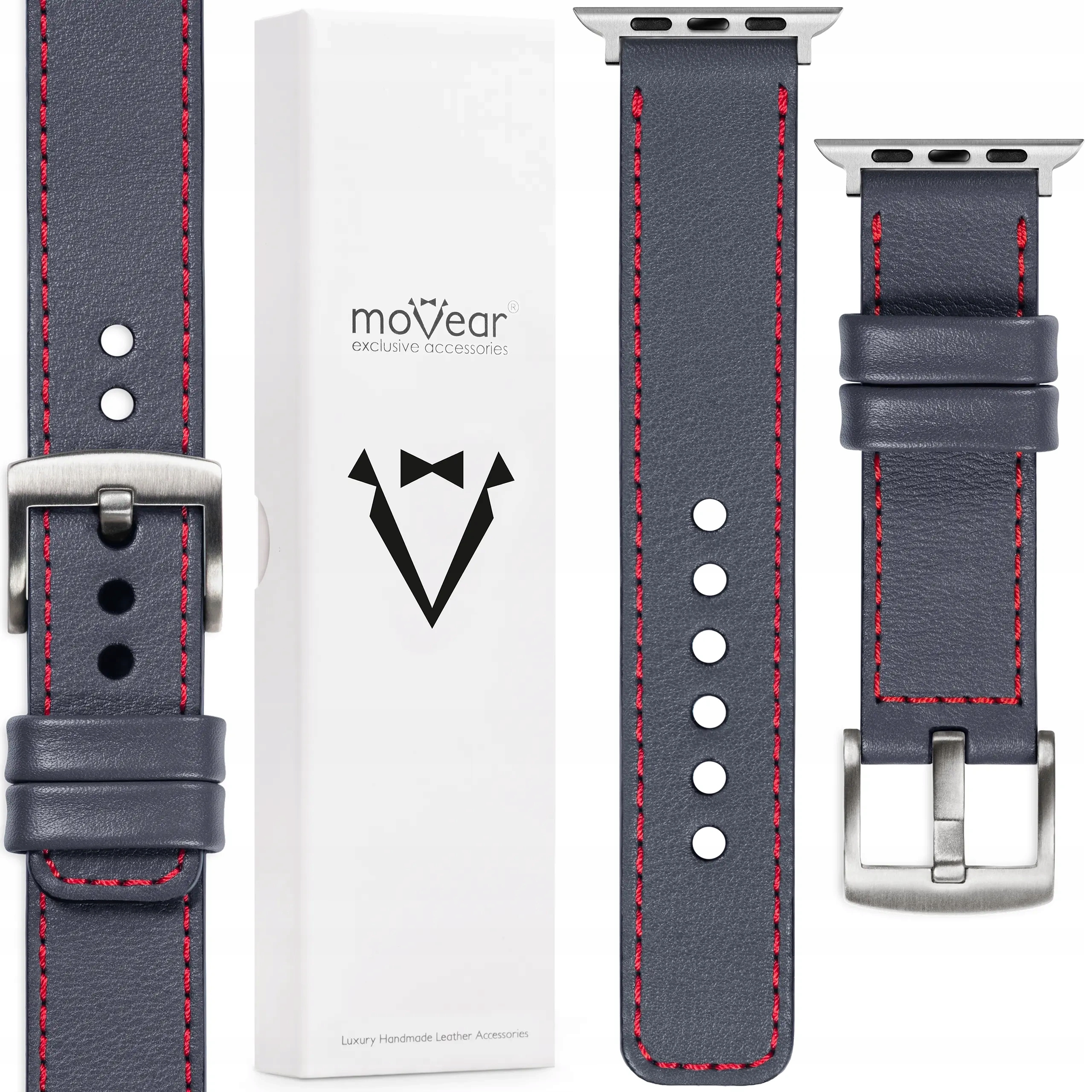 Kožený řemínek pro Apple Watch 10 9 8 7 6 5 Se 46-44 mm Ultra 22 mm Movear