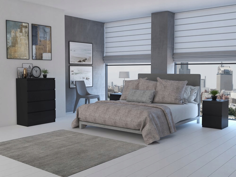 KOMODA 70 cm NOWOCZESNA POJEMNA SZAFKA REGAŁ SZUFLADY MEBLE CZERŃ MAT Marka VMP