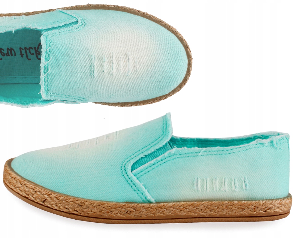 

Trampki espadryle Tenisówki przetarte miętowe 34