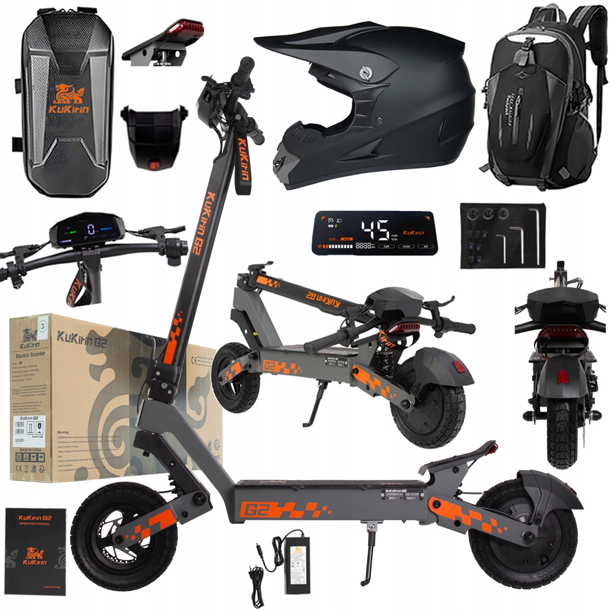 Kukirin G2 2026 Nové skládací elektrické vozidlo 1200W 45KM/H 15Ah 48V 10"