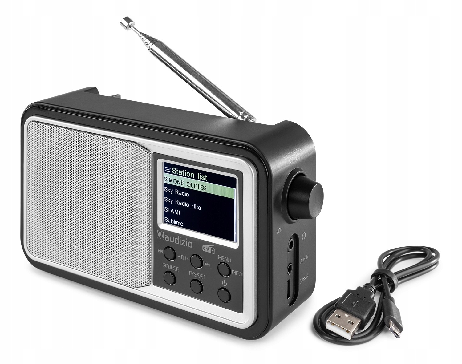 Цифровой радио тюнер DAB+ FM BT мобильный Silver functions standby function RDS information
