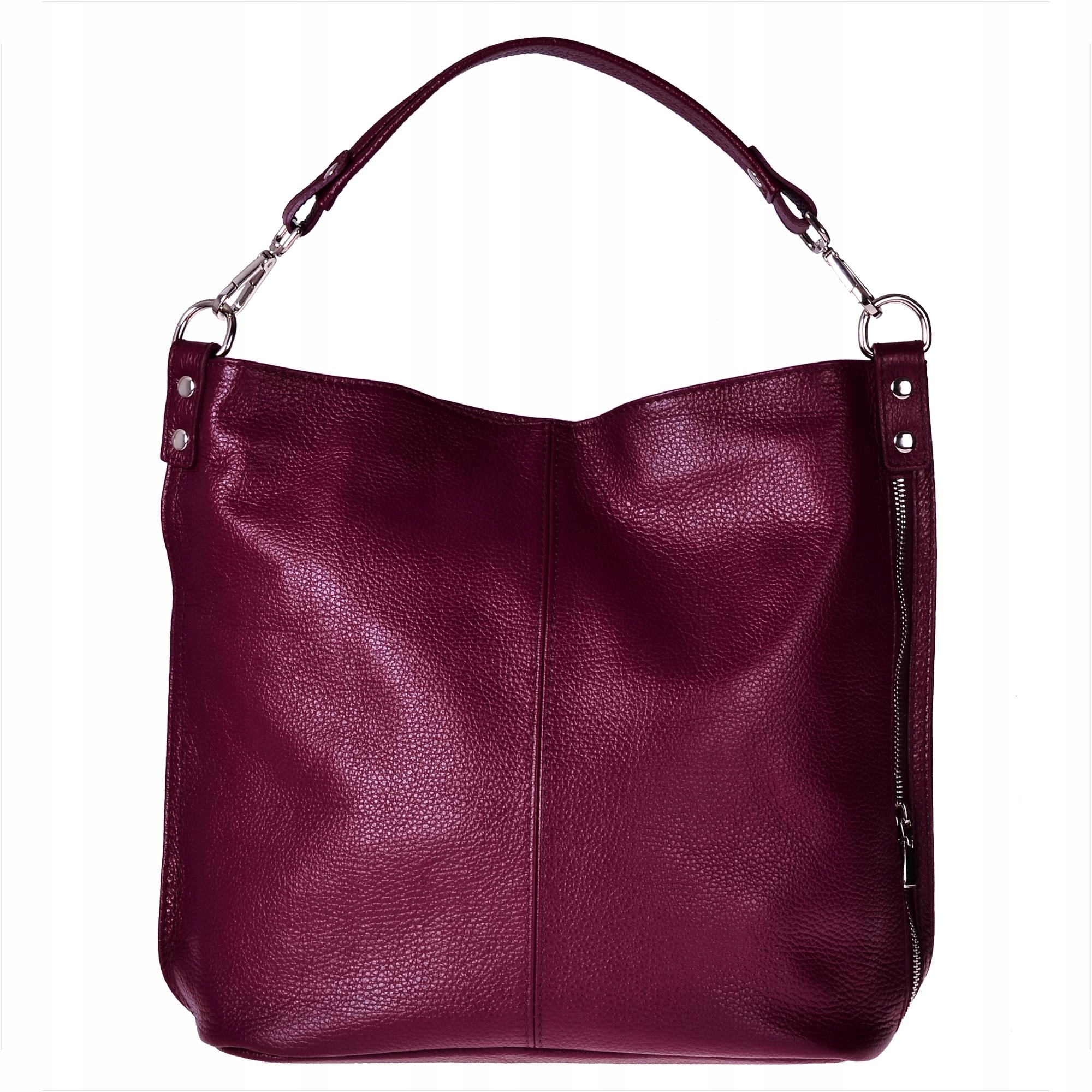 

Real Leather torebka shopper skóra nat bordowa