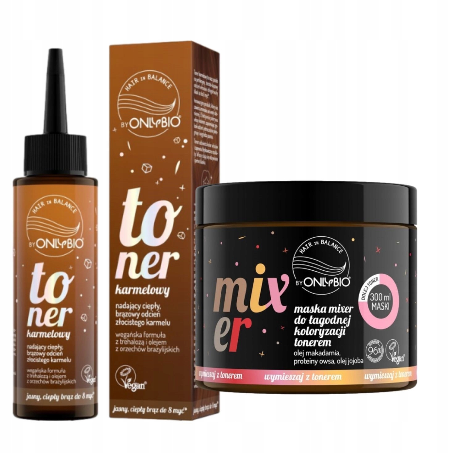 Sada Onlybio Toner na vlasy Karamelová barva Mixer Maska