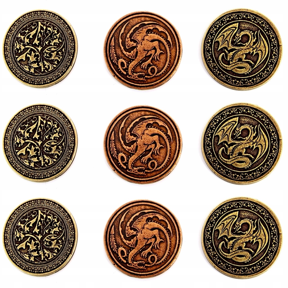 ZESTAW 9 SMOCZYCH METALOWYCH MONET LARP RPG