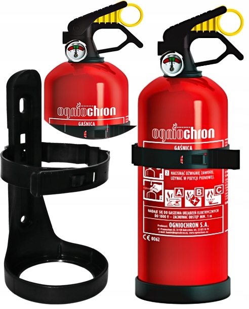 GAŚNICA SAMOCHODOWA 1 KG ABC MANOMETREM OGNIOCHRON UCHWYT WIESZAK BHP 2024