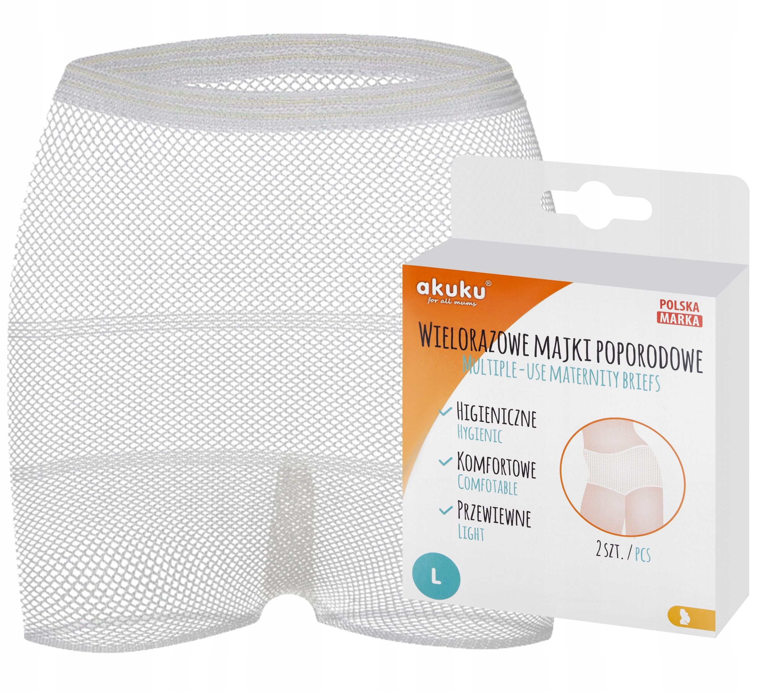 

Akuku Majtki Poporodowe Wielorazowe 2 szt. L