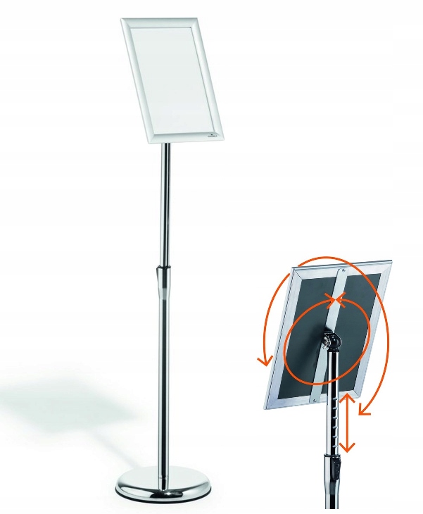 STOJAK REKLAMOWY PODŁOGOWY Z RAMĄ ZATRZASK A4 TELESKOPOWY Durable 112,5 cm