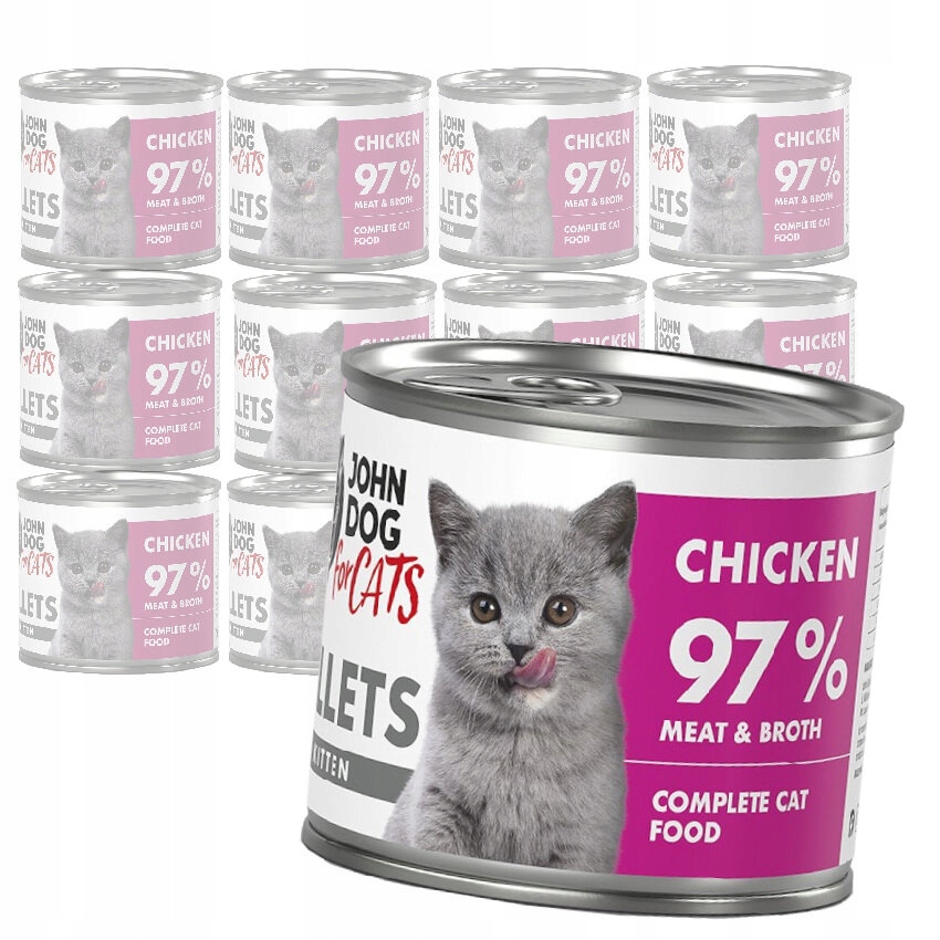 Levně John Dog For Cats Vlhké Krmivo Pro Koťata Kuřecí Filety 12x140g