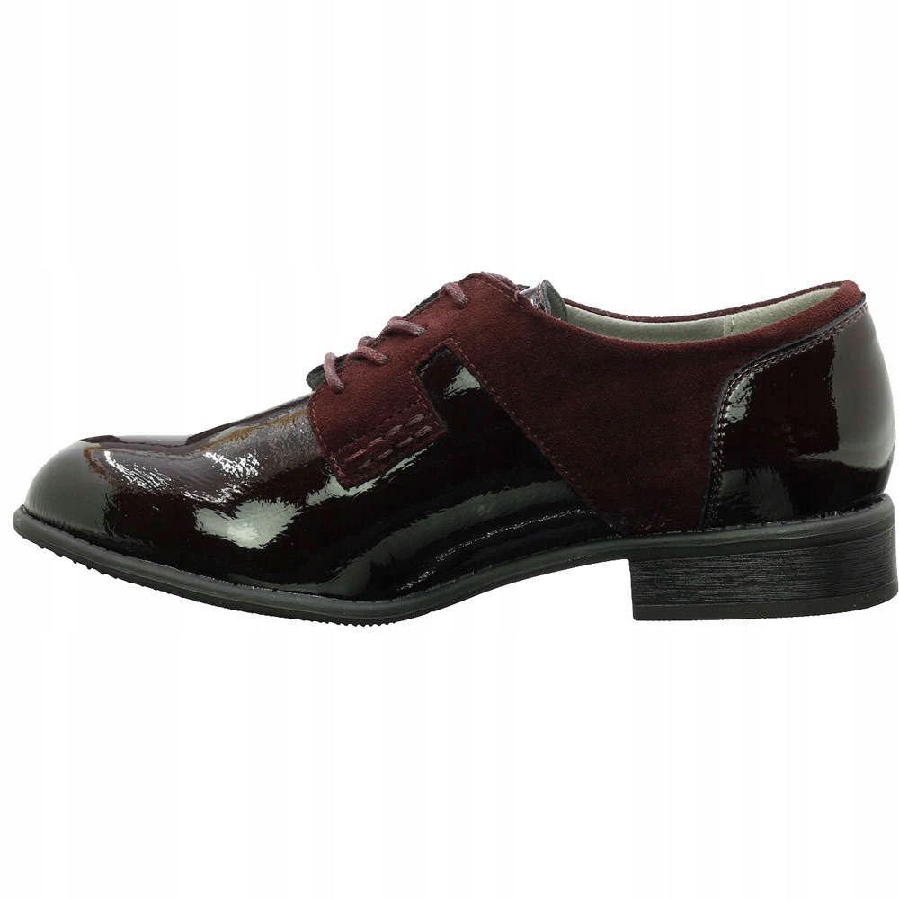 Bordowe półbuty sznurowane lakierowane Jezzi 39 Rozmiar 39