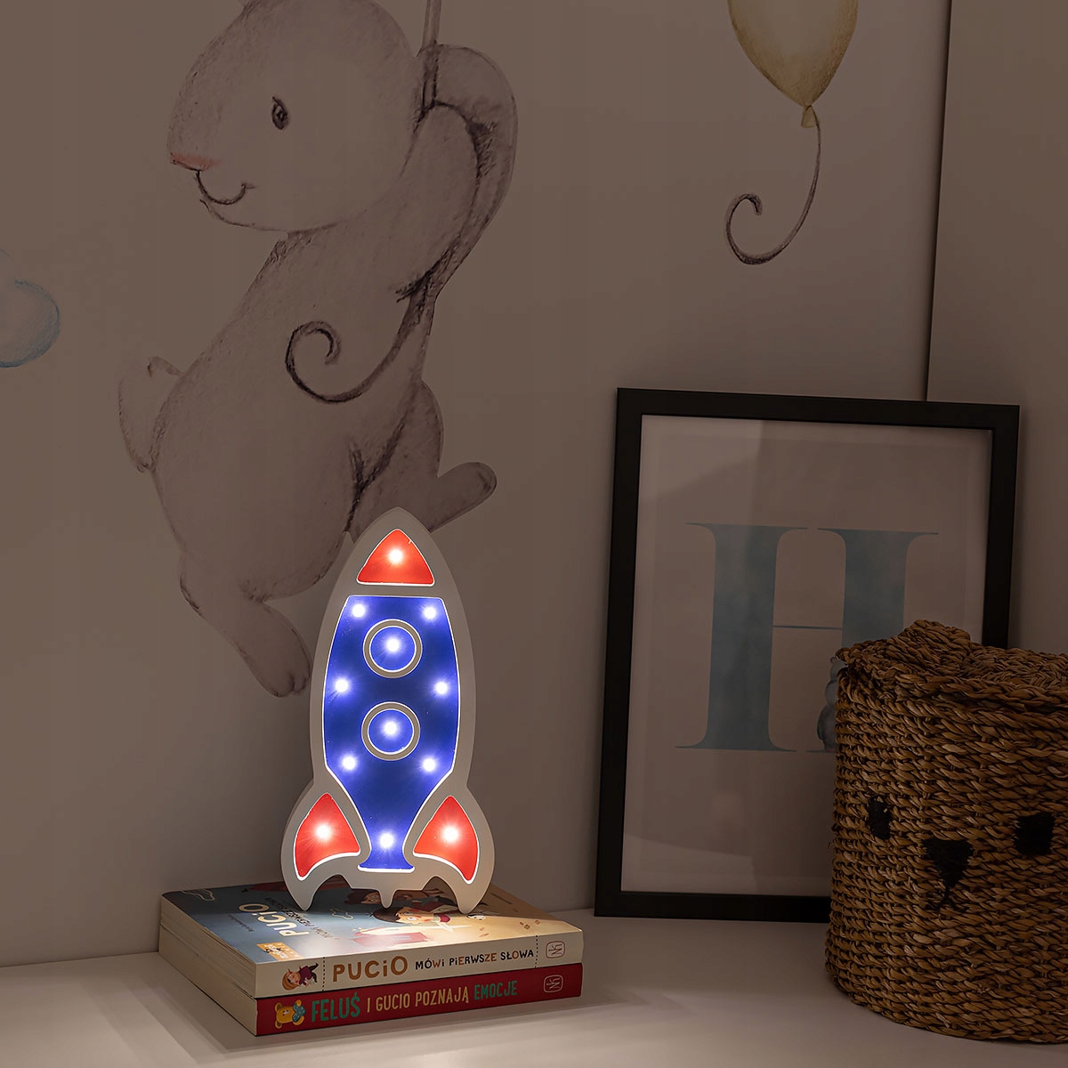 Lampka nocna drewniana dziecięca Rakieta Happy Kod producenta 1522