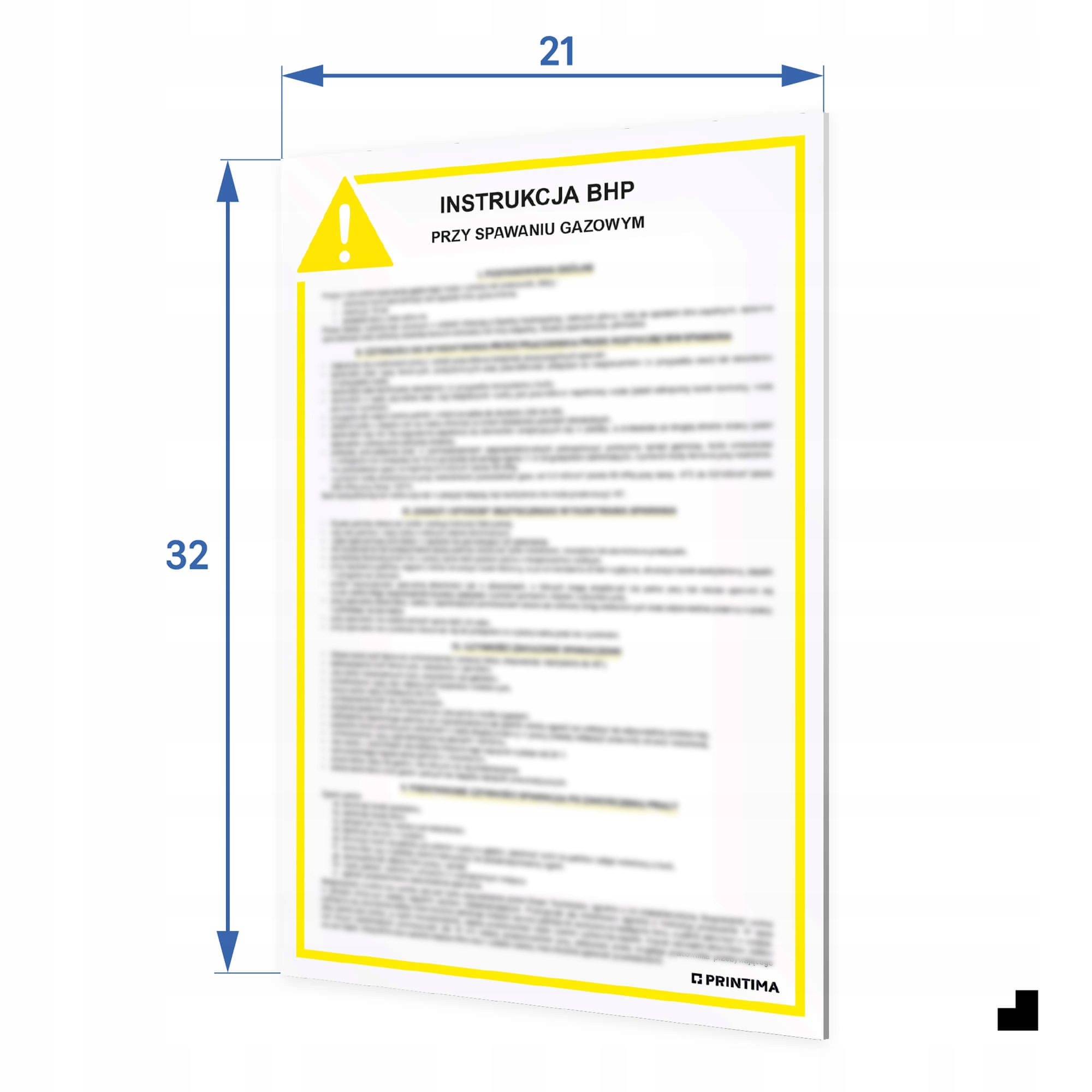 TABLICZKA INSTRUKCJA BHP PRZY SPRAWANIU GAZOWYM Marka Printima