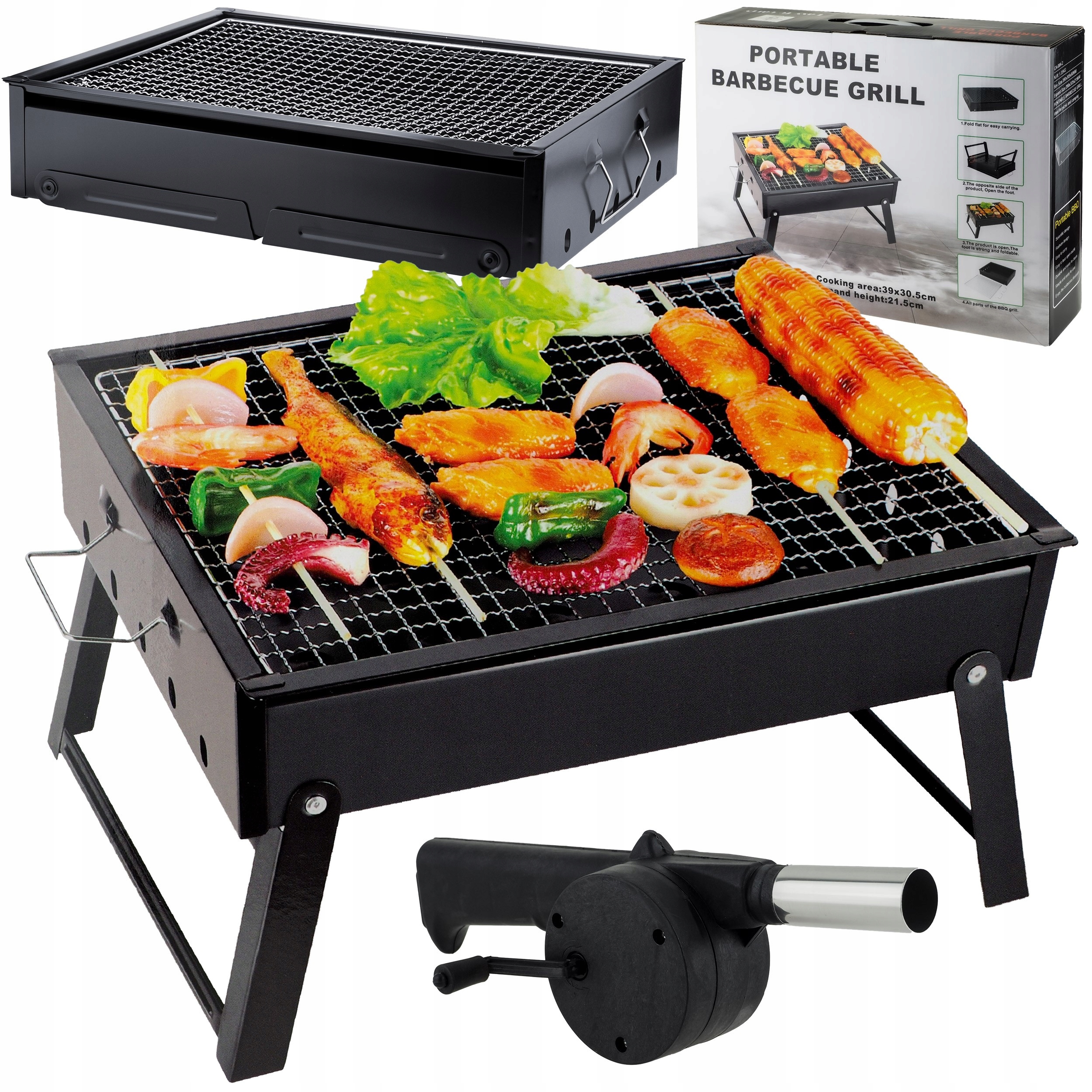 

Zestaw Grill Ogrodowy Węglowy Turystyczny Dmuchawa