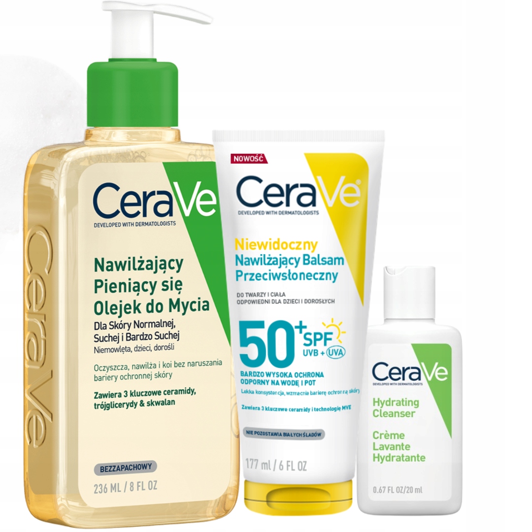 CeraVe Balsam Przeciwsłoneczny Spf 50+ 177ml Olejek Nawilżający 236ml