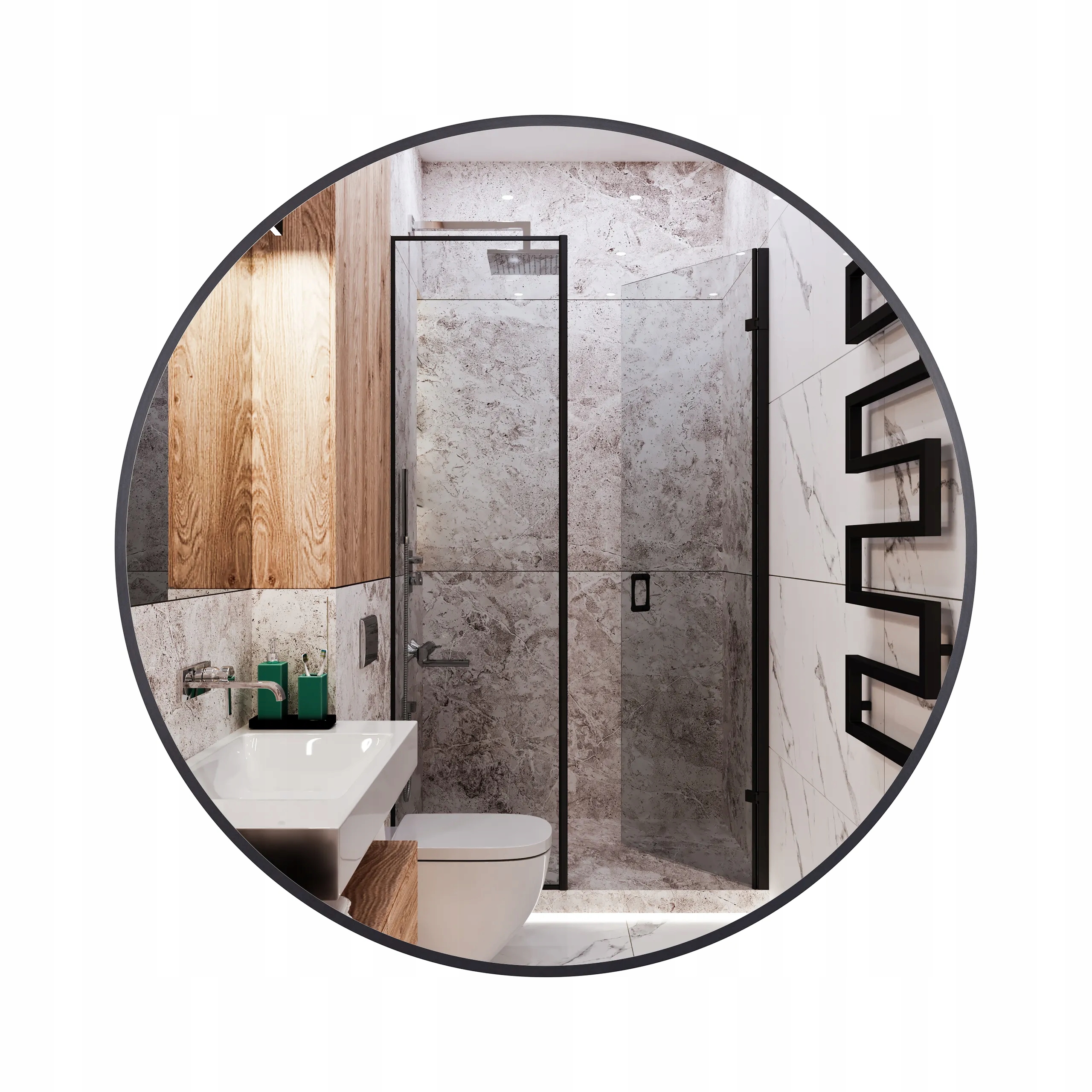 Balneo Zrcadlo Koupelnové Zrcadlo Kulaté Černé 70 cm Corina Black